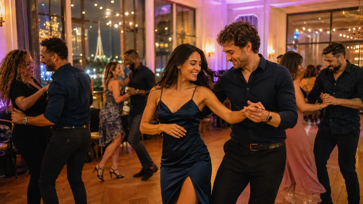 Photo chaleureuse d’une soirée bachata à Paris