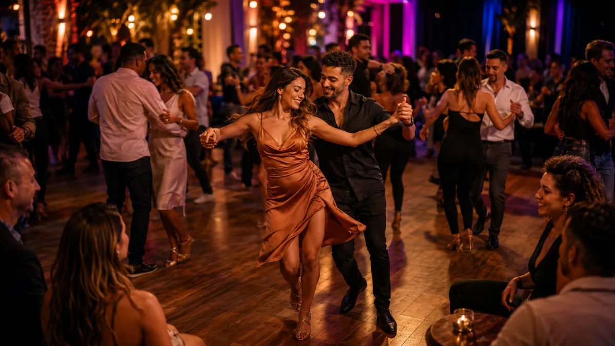 Photo dynamique d'une soirée bachata