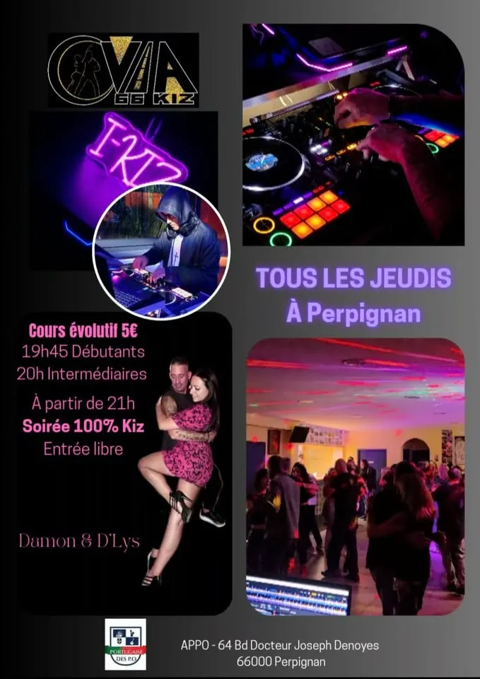 Cours 5€ + Soirée 100% Kiz gratuite tous les jeudis  — Perpignan
