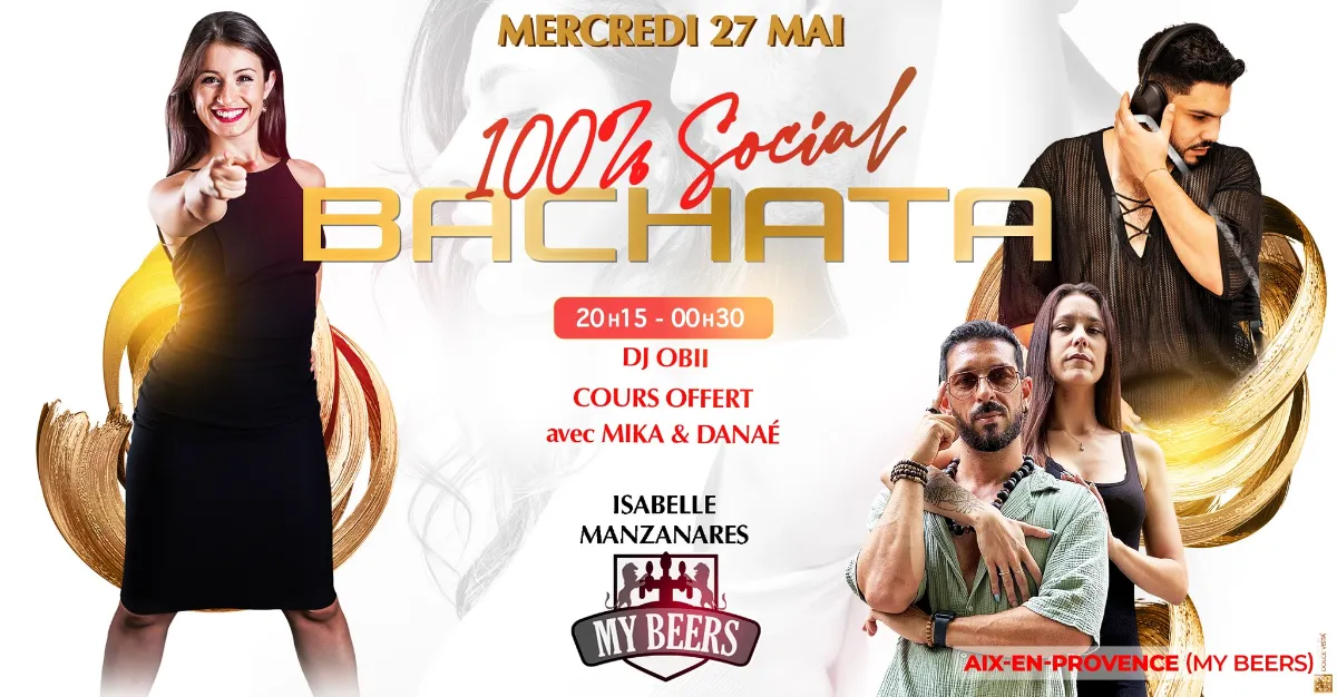 Affiche de Soirée 100% Bachata • Aix